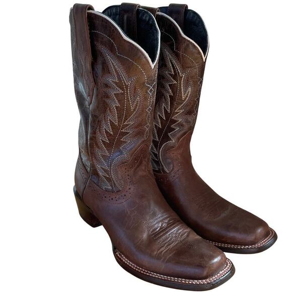 JB Dillon Reserve 9.5B Leather Cowboy Boots | Brown, Handmade in Mexico - Picture 2 of 11